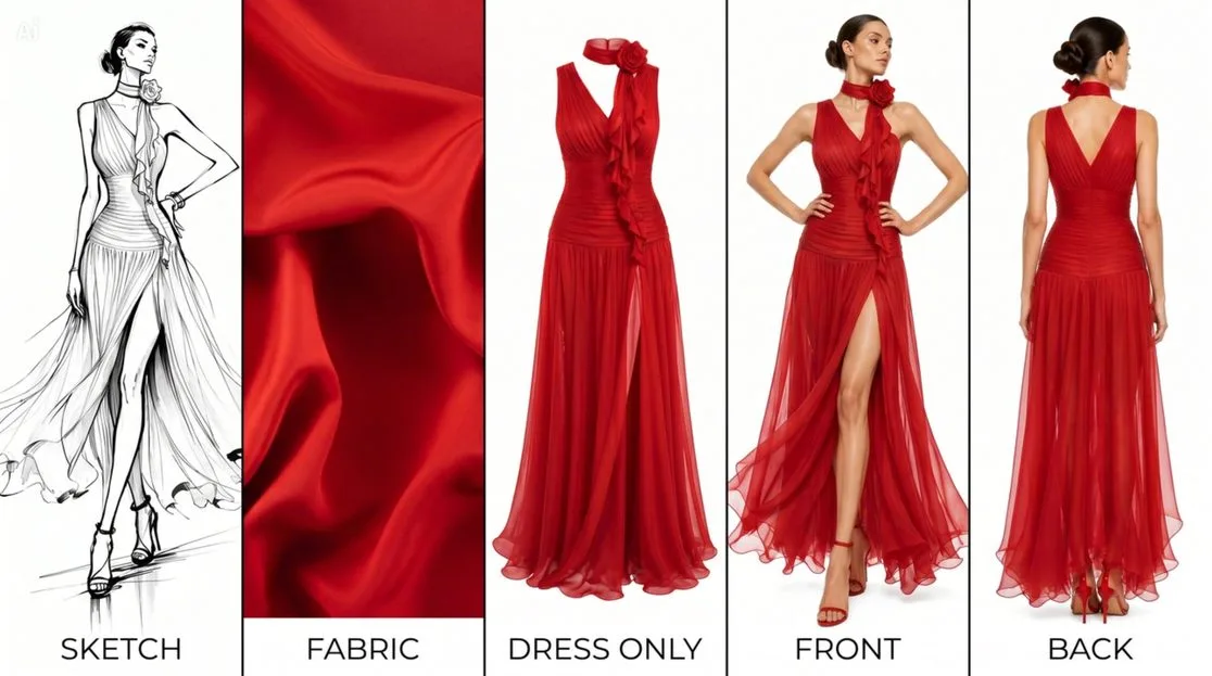 Sketch + Fabric Swatch = Product on Model